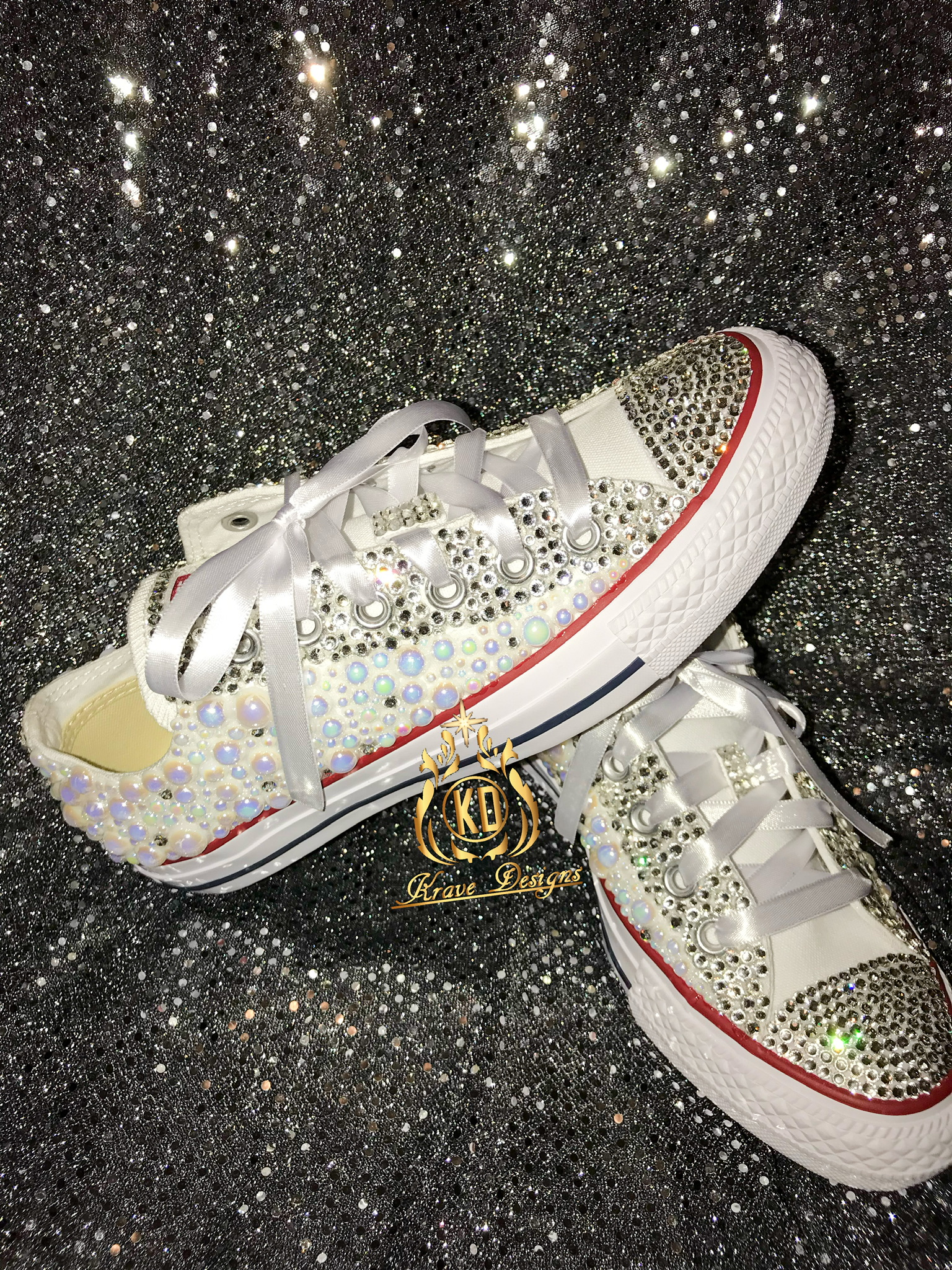 Wedding Converse. Bling and Pearl. Wedding Custom Converse. Bride Converse. Wedding Chucks. Personalized Bride Shoe Women Size 10