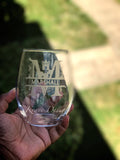 Etched Monogram Wine Glass
