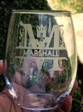 Etched Monogram Wine Glass