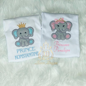 Prince Princess Elephant Embroidered Shirt